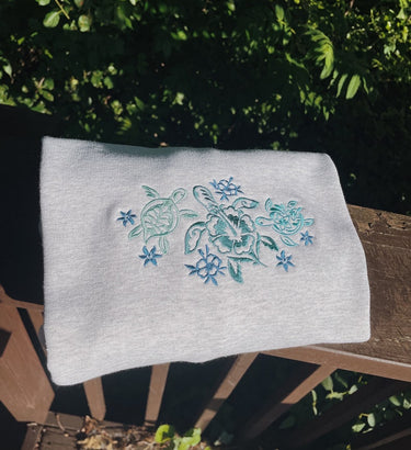 Tropical Turtles Embroidered Sweatshirt